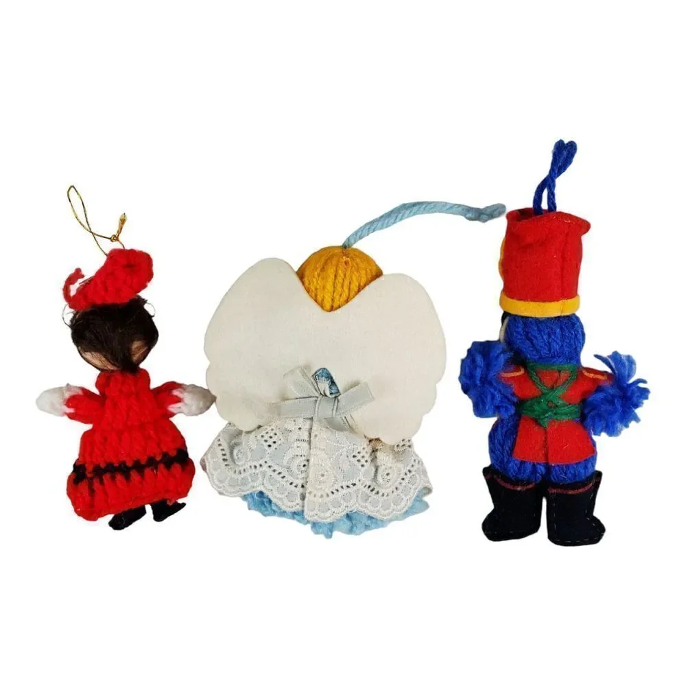 Handmade Christmas Ornaments Lot of 7  Snowman Drummer Boy Angel Holiday Cloth